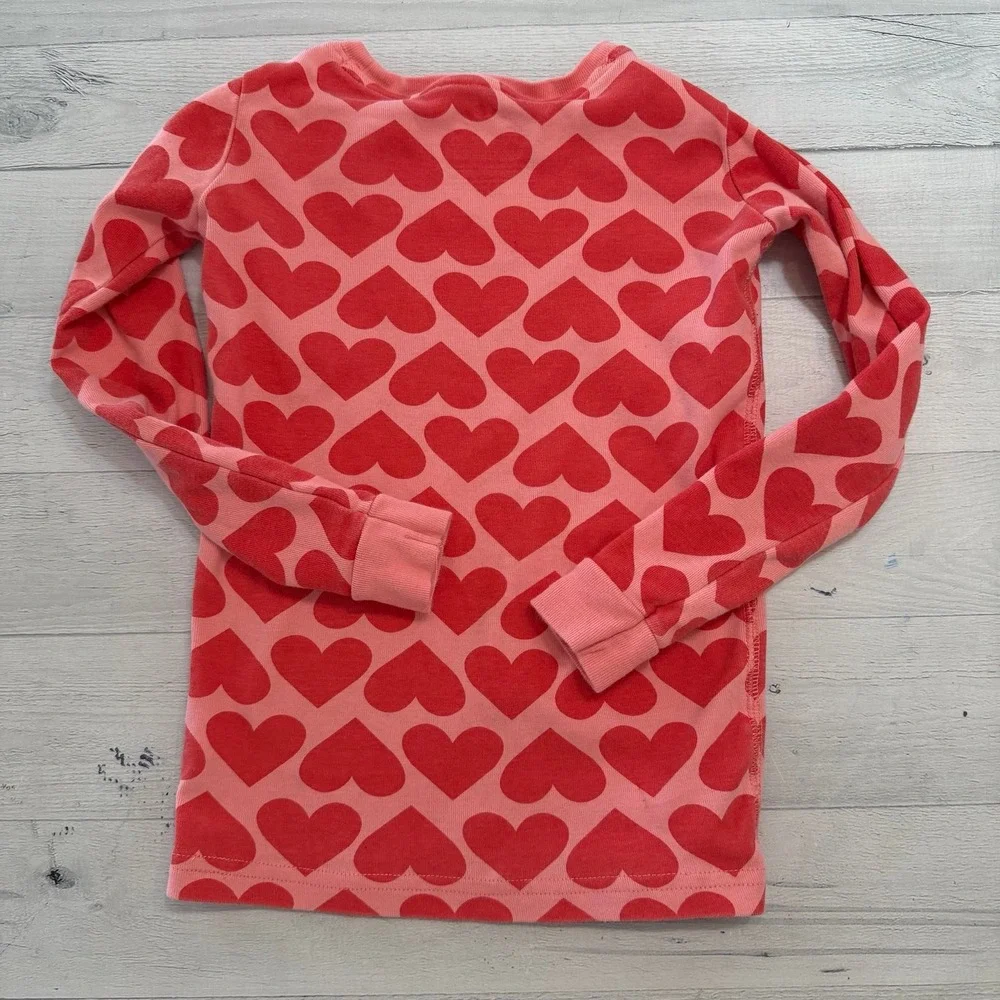 Primary kids‎ pink red hearts pajamas top only size 6/7